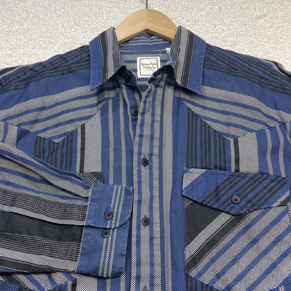 Western Plains Trading Co Western Shirt Mens‎ Striped Size L Vtg NWOT